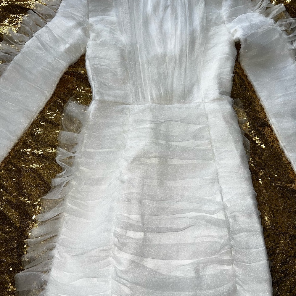 White Bandage Chiffon Frill Dress